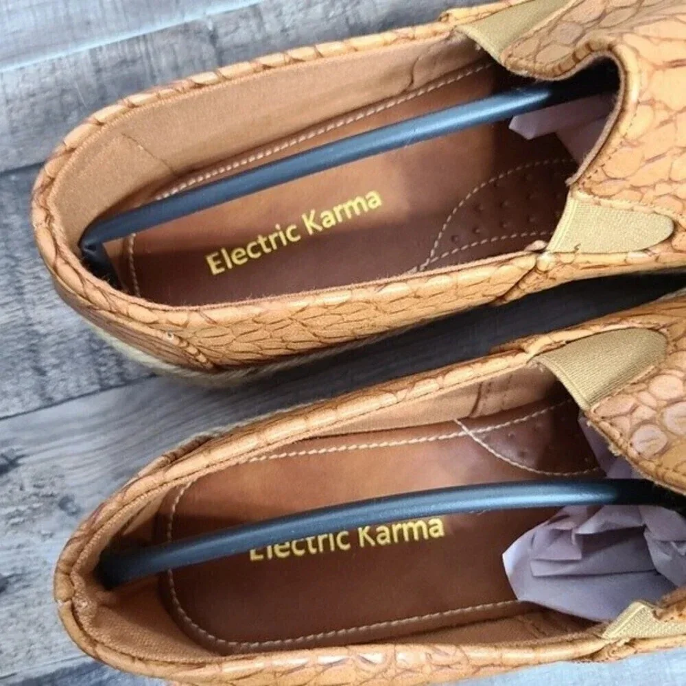 ELECTRIC karma Womens Lulu Camel Espadrille slip-on sz 9 NEW